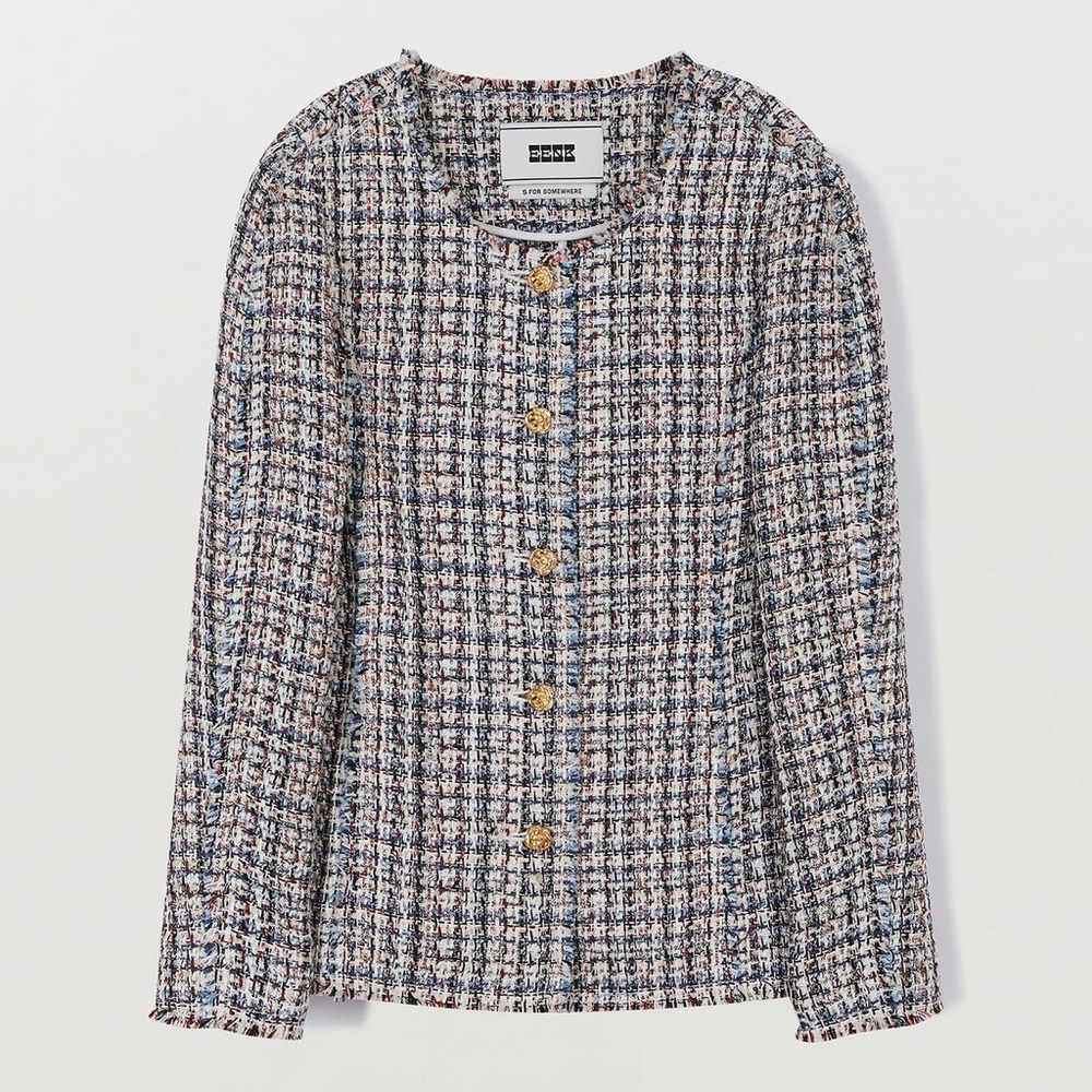 EENK Multi Tweed Button-Front Jacket